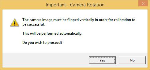 7. If the system requests to flip the live image either horizontally or vertically, click Yes: Figure 5 - Image flip request during