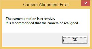 If the system fails to calibrate due to excessive rotation, it is necessary to physically rotate the camera to be more perpendicular