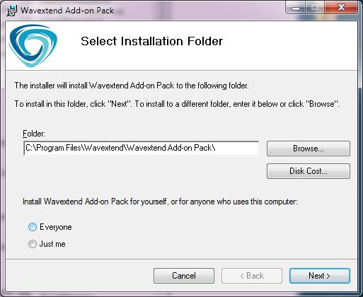 Select the installation location for the installation.