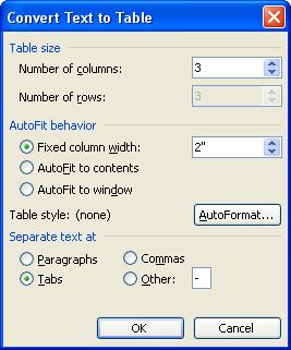 Table AutoFormat Word has set up a variety of table layouts you can use to easily apply design and color to your tables. You can apply Table AutoFormats before or after you insert/draw a table.