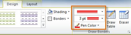 Line Style, Line Weight, and Pen Color commands 3. Click the Borders drop-down arrow. 4. From the drop-down menu, select the desired border type.