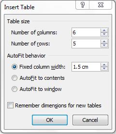 Lesson 2: Inserting a Table using the Dialog Box 1. We will start as in Lesson 1 but this time we will use the Insert Table Dialog box. 2. Create a new blank document. 3.