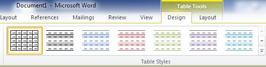Lesson 3: Adding a Style to a Table 1. The screen is displaying a simple table with the dimensions you set in the previous lesson, 6 columns x 5 rows. 2.