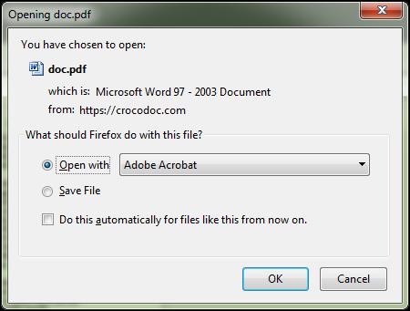 Reader or Adobe Acrobat. Alternatively, the file could be saved.