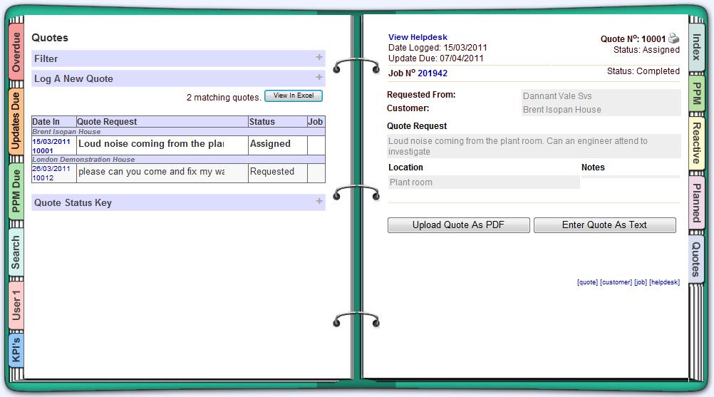 07. THE QUOTES TAB The Quotes tab takes you to the section of the logbook where you can see all of the quotes on the system.