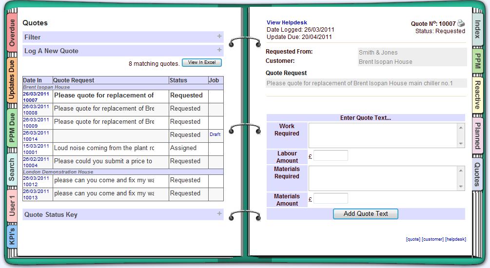 labour Details of materials required to complete the work A cost for the materials Once you have filled out this form, click on the Add Quote Text button to prepare your quote