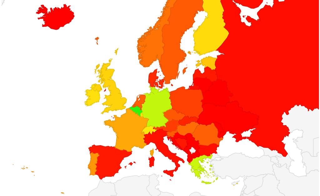 IPv6 Capable Rate - Europe BE 59.04% DE 37.41% GR 36.75% NL 11.