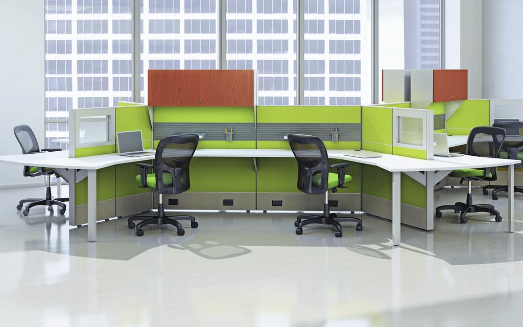 Matrix 120 degree task stations with space efficient spanner