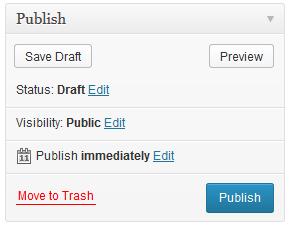 This is what you click when you are done creating the post and ready to make it live on your site.