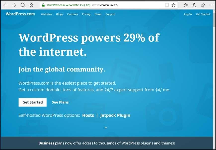 Get started with a WordPress.com site/account: 1.