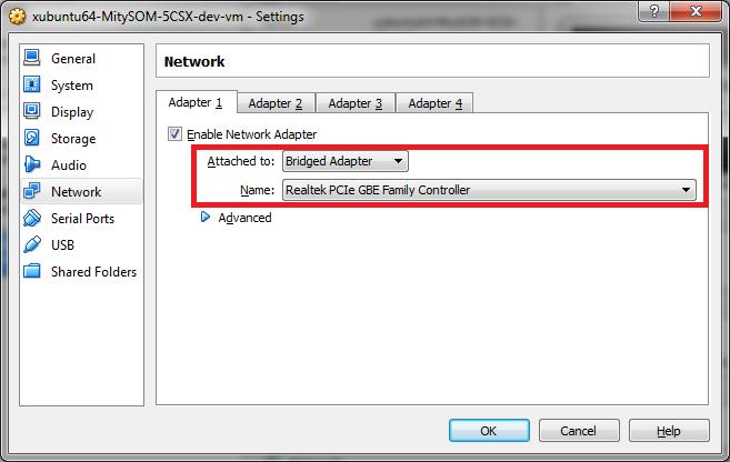 7. In the Network Settings dialog, select the Name combo box and make sure you are using the correct network adapter for your machine.