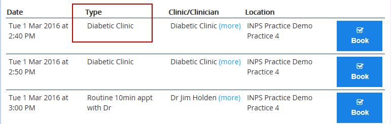 Slot Types Tab The slot type is included in the details when your patients are booking appointments online.