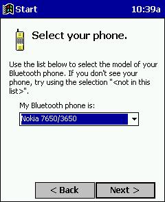 Motorola Timeport 270C, Nokia 3650/6310/7650/8910/8910i 1. Tap on the Bluetooth task tray icon (visible from the Today screen for Pocket PC devices). In the pop-up menu, select Get Connected! 2. Follow the Bluetooth Get Connected!