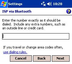 In the next screen, enter the dial-up number exactly how it should be dialed from your