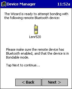 If the remote device is set up to accept bonding, a Bluetooth Passkey screen will appear.