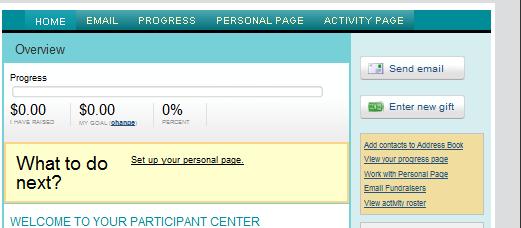 Updating your Fundraising Goal From your Participant Center home page, you can update your goal.