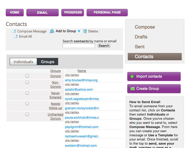 Follow-Ups This section allows you to manage your contact list by monitoring emails you have sent and by sorting and filtering various groups within your list.