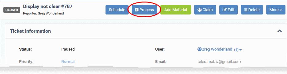 Click the following links to find out more: Process - Quick edit feature. Reassign the ticket, update ticket details, change due-date, add collaborators.