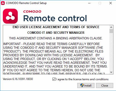 You must read and accept the end user license agreement before continuing. After doing so, click 'Install' to start the installation.