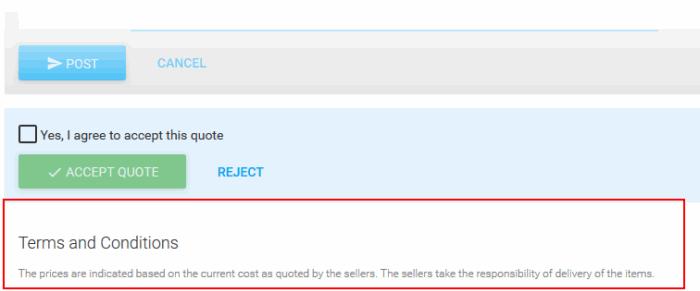7.2.1 General Settings You can configure the validity period for quotes and enter/edit the 'Terms and Conditions'.