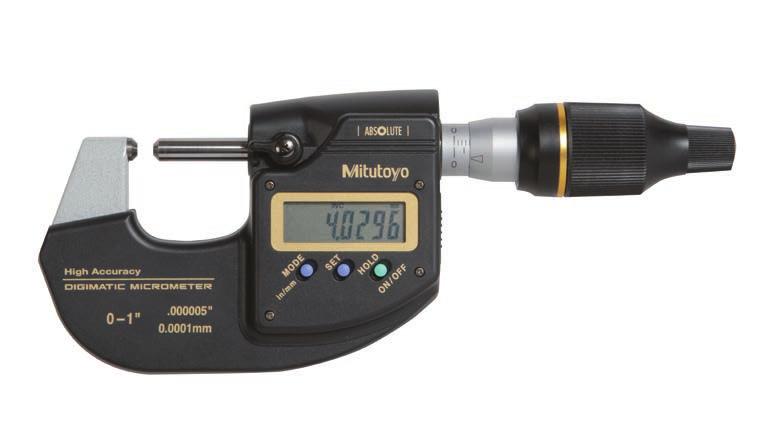 00 ABSOLUTE Digimatic High-Accuracy Micrometer A world-leading 0.1 μm resolution makes this micrometer ideal for customers who need to make highly accurate measurements with a hand-held tool.