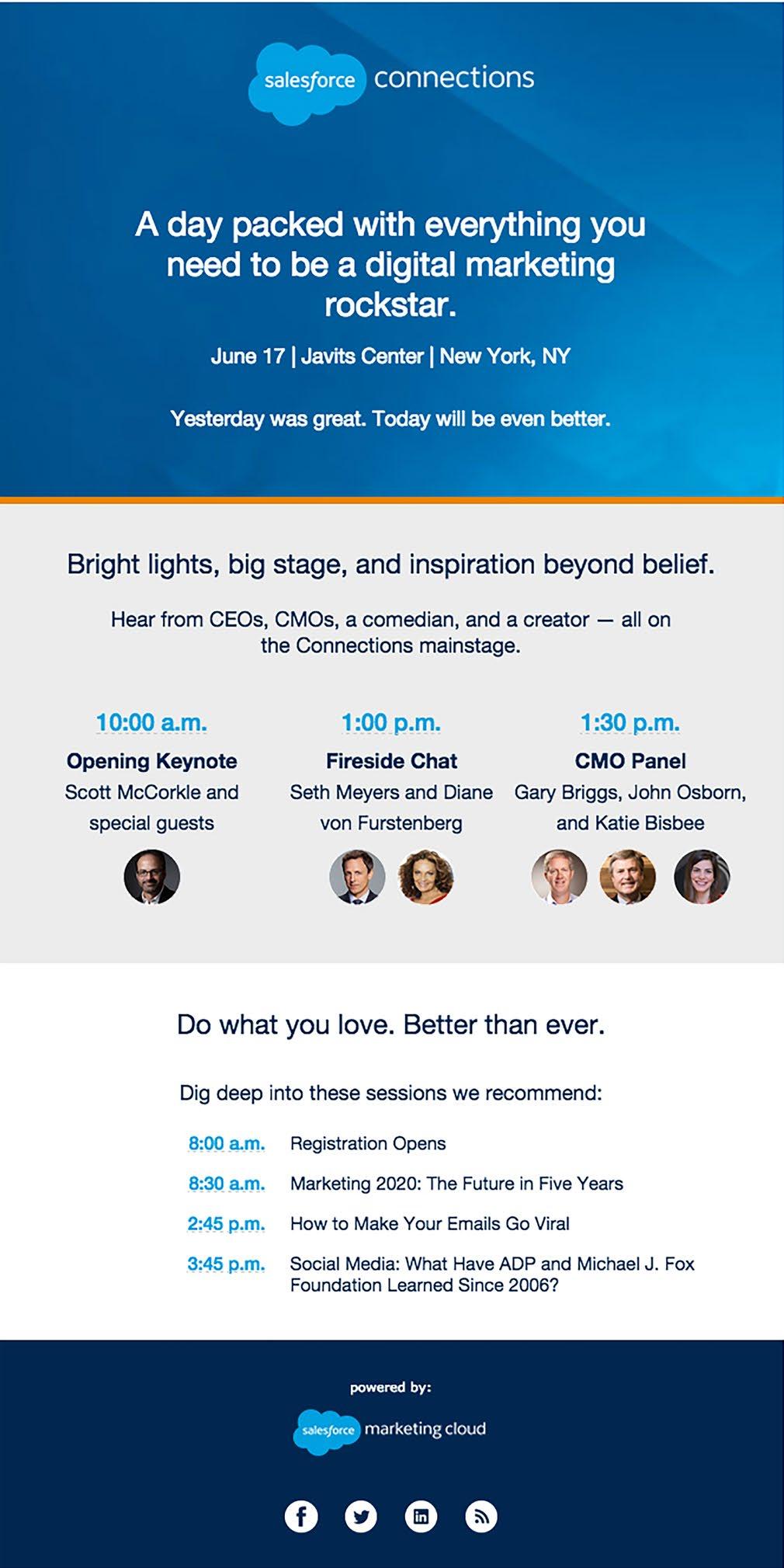 Event Registration Customer Example: Salesforce Connections Strong reminder email.