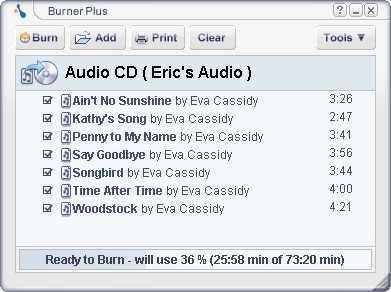 -31- Make Your Own Audio CD (MusicMatch) Click Burn to CD The Burner Plus window