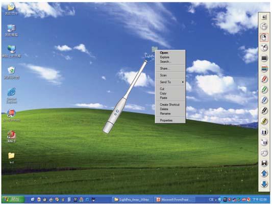 Operation Guide for Windows OS: In Mouse Mode (default) By selecting Mouse, Mouse Right Click or Mouse Double Click from the Lightpen Toolbar, the