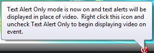 The video window will disappear when the event stops or when the minimum display time specified under Display time (seconds) in the configurations screen elapses, whichever occurs