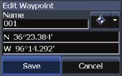 waypoints from the waypoints list or by using the cursor to position points on