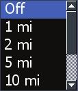position icon that estimates the time and distance to areas in