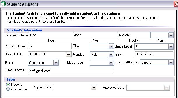 HeadMaster Set Up Part 1. Select Enter new family information. 2. Click Next. 3. Enter the primary family information.