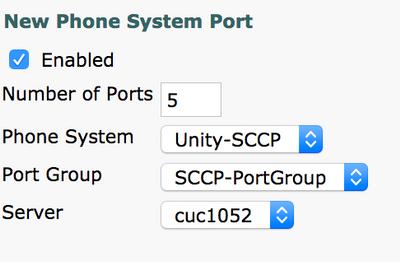 Step 11. Select the appropriate Phone System, Port Group and Server. Note: From the Server drop down menu, select the Publisher CUC server and create ports.