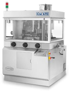 109 MEDIUM SPEED TABLET PRESSES (CSI 670) Csi - 670 Most Advanced Outstanding Engineering, Performance & Reliability Design Conforming to cgmp norms Variable Frequency Drive for Speed Control