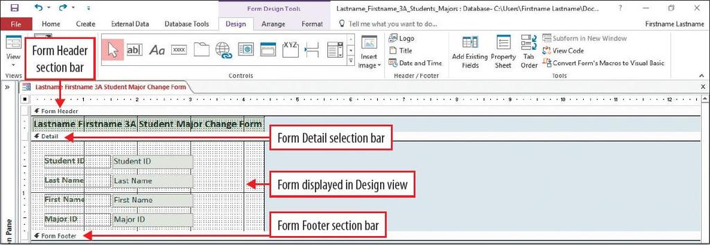 Modify a Form in Layout View and in Design View Design view presents a detailed view of the structure of the form.