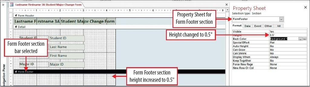 Modify a Form in Layout View and in Design View The Property