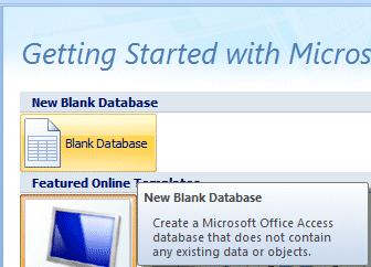 Click the Blank Database button.