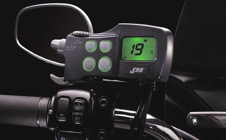 JMCB-2003 Handlebar-Mounted CB Audio System Bluetooth Cell Phone/GPS/iPod/ Radar Beep J&M s new digital music controller will connect to a standard ipod by wire and direct the stereo music into the
