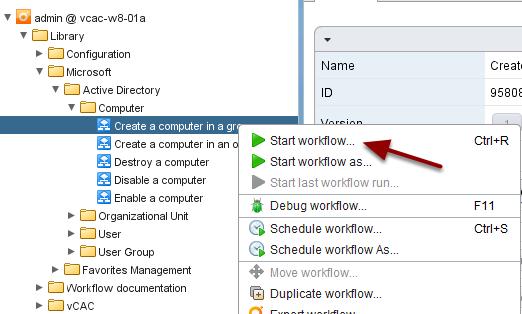 Library Microsoft Active Directory Expand the Computer Folder, Right