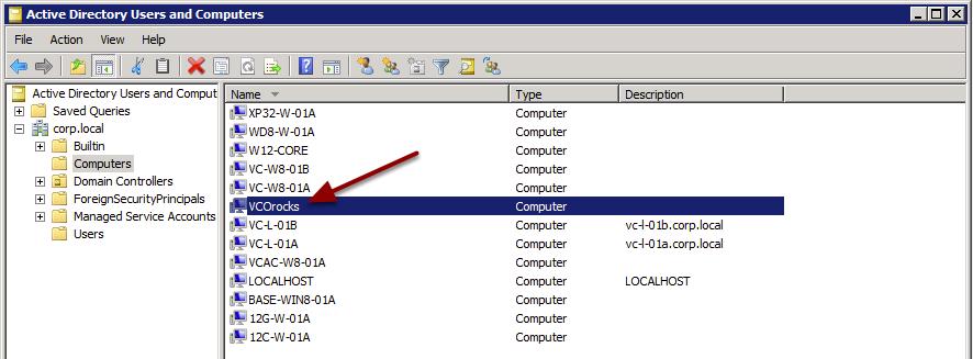In Active Directory User and Computers, Select the
