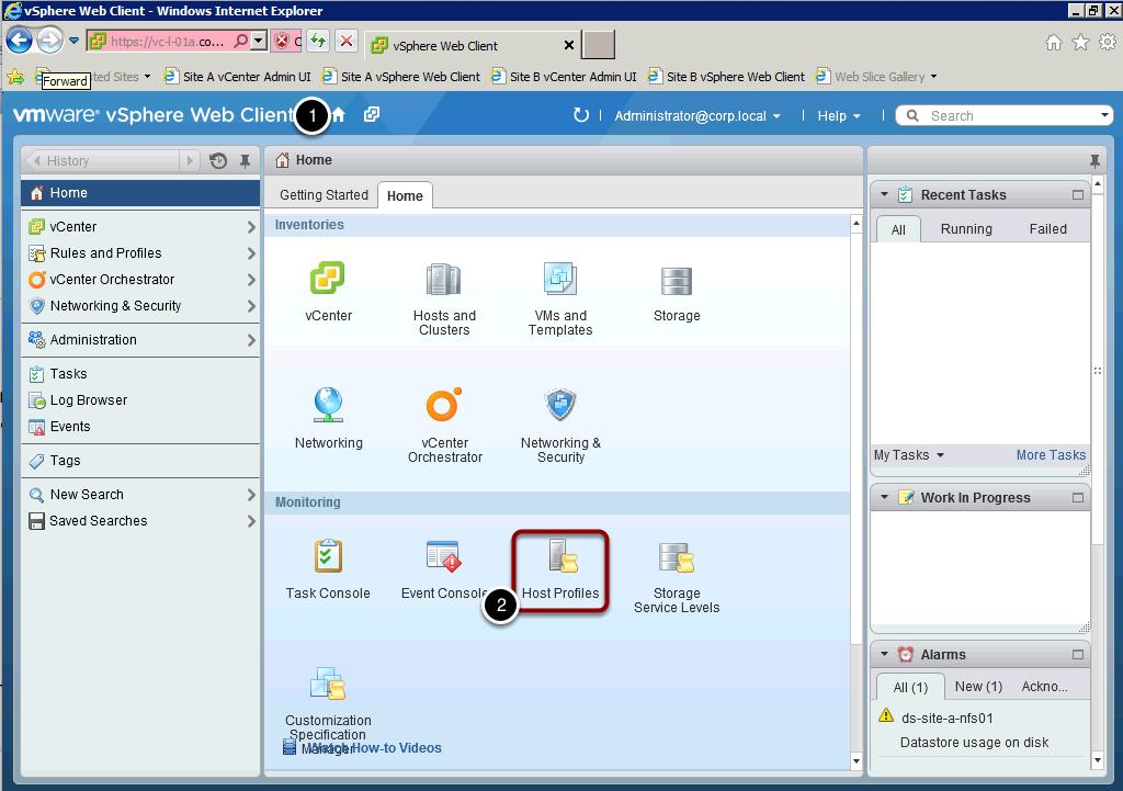 Select Host Profile Next we will need to create a host profile for AutoDeploy to use to configure the ESXi hosts after the software has been installed. Maximize the vsphere Web Client (IE).