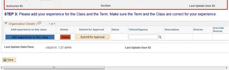 19. Click the lookup button next to the Class Nbr/Group field.