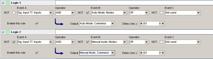 Configuration In M-Logic, it looks like this: 4.6.3 Toggle function Using a single button to toggle between two running modes.