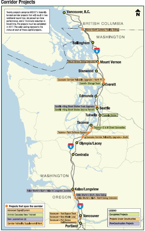 reliable Amtrak Cascades service : Two additional round trips between Seattle and Portland, for a