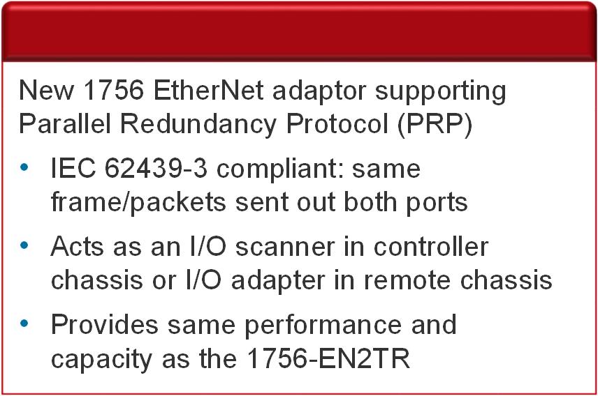 PRP Network w/ 1756-EN2TP Parallel Redundancy Protocol support