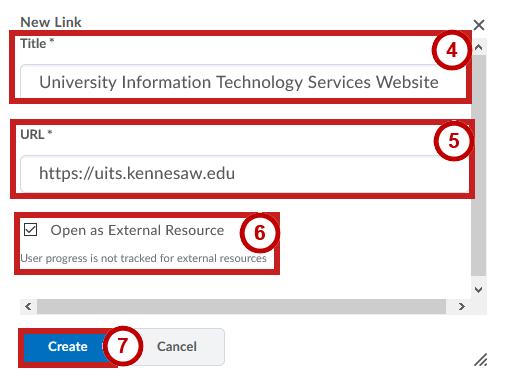 Enter a title in the Title field (See Figure 23). 5. Enter the web site address in the URL field (See Figure 23).