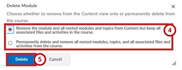 This action CANNOT be undone. 1. Navigate to the module you wish to edit using the sidebar under Table of Contents. 2. Click the drop-down arrow to the right of the module title (See Figure 41). 3.