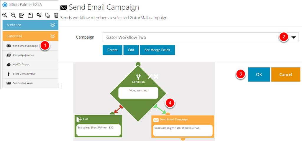 Drag and drop a new 'Send Email Campaign' on to the canvas 2/3.