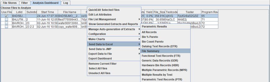 Viewing Extract and Report Files 1. From the Dashboard, select the check box for each file you want to view extracts and reports for. 2. Right-click and choose Show Generated Extracts and Reports.