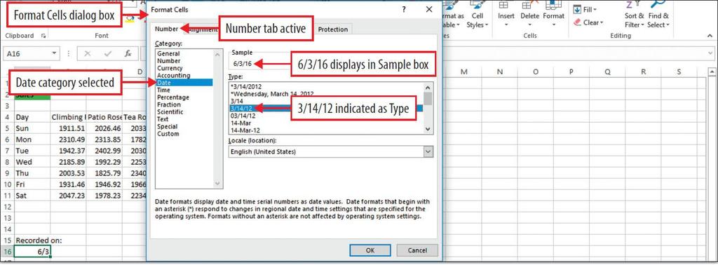Enter and Format Dates When you enter a date, Excel assigns a serial value a number to the date.